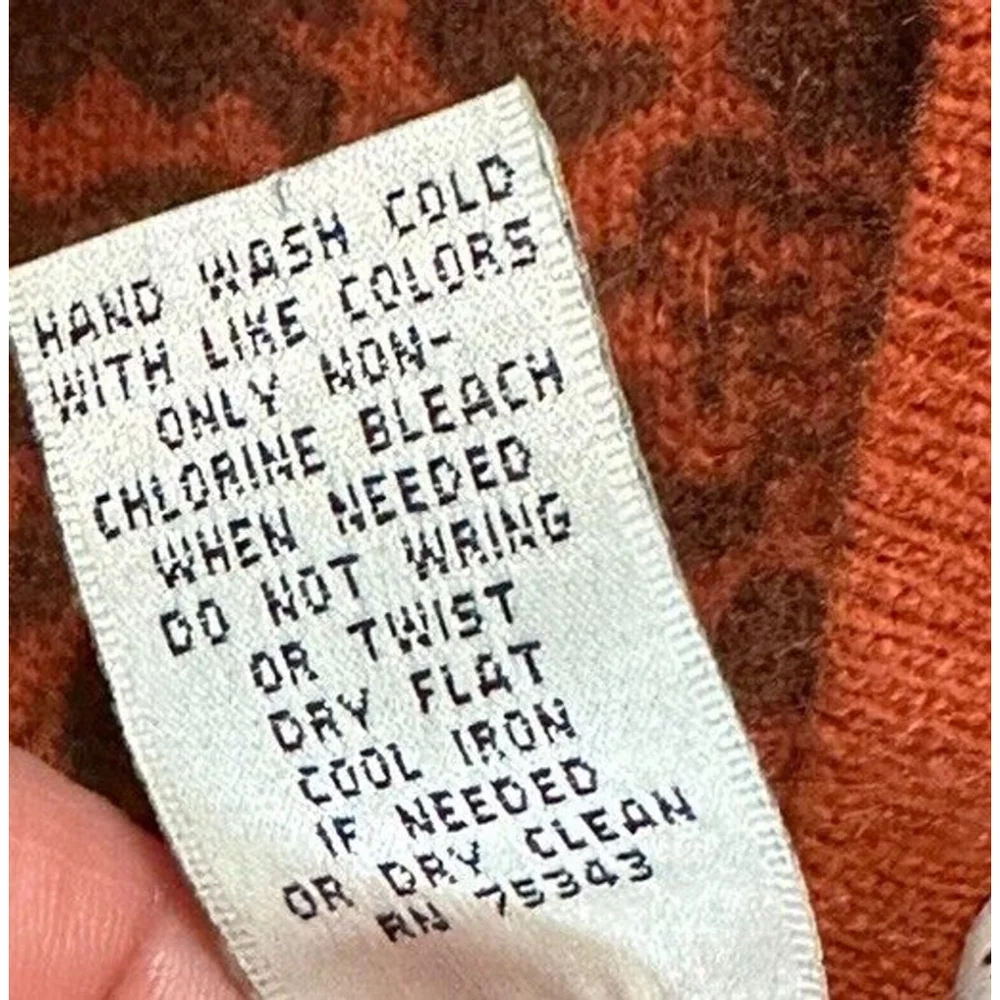 Vintage Jillian Jones Cardigan Sweater Womens Large Rust Brown‎ Paisley Buttons